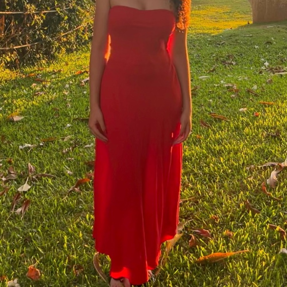 See You Monday Vibrant Red Strapless Dress